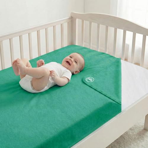 Image of Btag Baby Waterproof, Super Soft Fast Drying Mattress Protector | Extra Absorbent, Anti-Itching Sheet for New Born,Toddler (Size 140x210 cm, Pack of 1, Mint)
