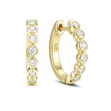 Aretes de aro de oro para mujer, chapados en oro de 14 quilates, hipoalergénicos, para cartílago, aretes de aro pequeños de circonita cúbica, aretes de aro pequeños para Navidad, cumpleaños