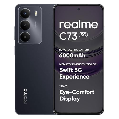 Image of realme C73 5G Smartphone 4+64GB,6.67-inch Screen, 120Hz Display,6000mAh Battery, 40MP Camera, MediaTek Dimensity 6300 Processor, IP64, Onyx Black