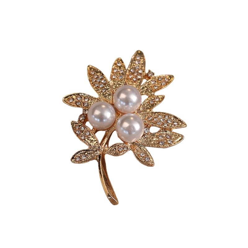 carl vinson Women's Alloy Rhinestone Pearl Leaf Brooch Pin Lapel Corsage Clothing Accessory-picture-18