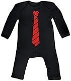  sportlich festlicher Style Schlips Baby Strampler Langarm Schlafanzug Jungen Mädchen Streifen Krawatte rot, Größe: 6-12 Monate,Black