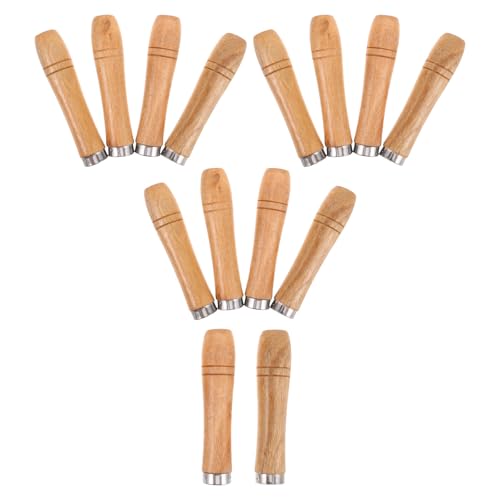 KICHOUSE Mango de Madera para Brochetas 4.4In Mango Sección Engrosada y Antiescaldaduras para Herramientas de Parrilla y Accesorios para Asar al Aire Libre