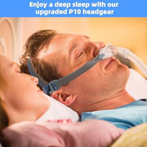 Image of Upgraded CPAP Headgear Strap Compatible with Airfit P10 / N30, Replacement Headgear for AirFit N30, Comfort Elastic Adjustment Straps P10 Headgear, Quick-fit Design Airfit N30i Headgear (Blue)