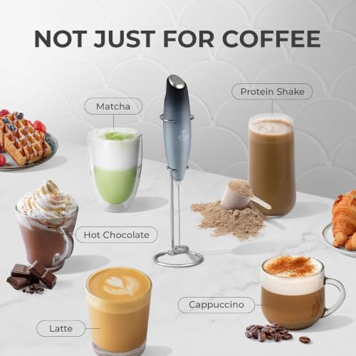 Image of Zulay Kitchen Powerful Milk Frother Wand With Duracell Batteries - Ultra Fast Handheld Drink Mixer - Electric Whisk Foam Maker for Coffee, Lattes, Cappuccino & Matcha - Z1 Motor - Storm Blend