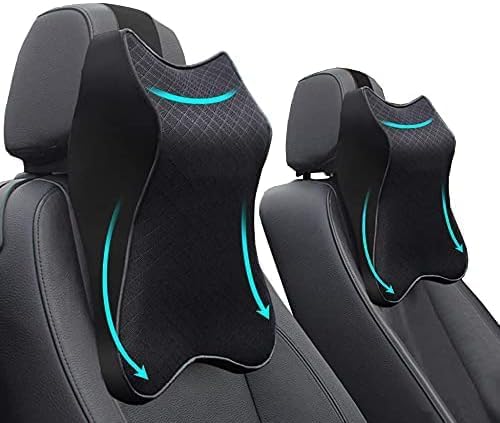 ZINLEY Memory Foam Car Neck Pillow Ergonomic Neck Support Pillow Help Relieve Neck Pain for Driver or Front & Back Seat, Office Chair, Fit Most Vehicles (2)