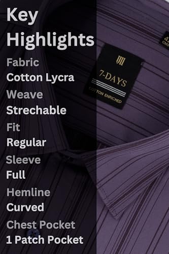 Image of 7-DAYS Premium Men's Formal Shirts - Cotton, Self-Design, Full Sleeve, Regular Fit, with Pocket, Stylish Office Shirts for Men