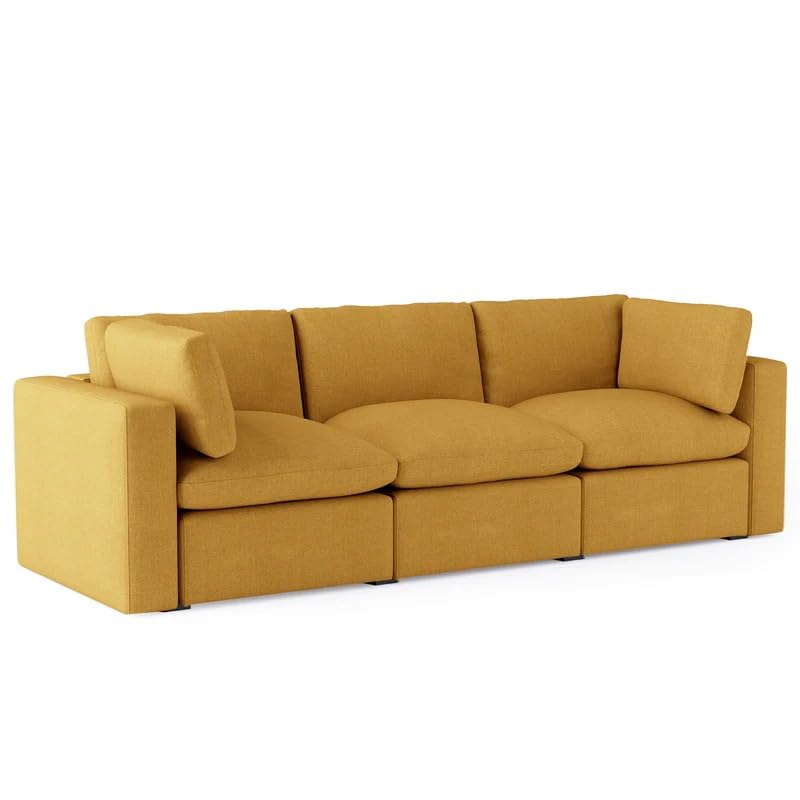 Sky Rise Decor Modern Sofa 3 Seater Aesthetics and Modular Adaptability for Living Room, Hallways, Offices, Bedroom (Canary Yellow, Fabric)