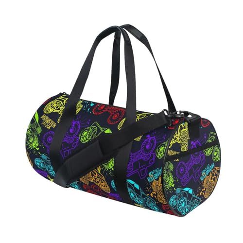 Round Duffel Sports Bag Colorful Monster Truck Lightweight with Inner Pocket Gym Bag for Men Women Duffle Bag for Travel Sports4
