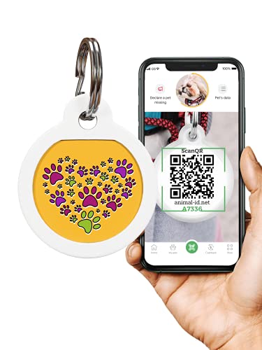QR Dog Tags for dogs and Cats - Small Dog Tag & Cat Tag - GPS Pet Id Tag - Scannable QR Pet Tags for Location - Cat Id Tag & Dog Id Tag with Online Profile - Funny Dog Tags from Animal ID Tags