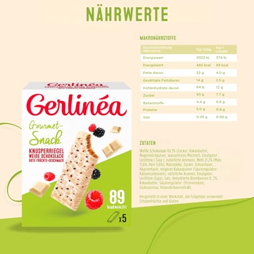 GERLINÉA – Knusprige Riegel mit roten Früchten – Knusprige Waffeln – Leckere Snacks, glutenfrei, reich an Ballaststoffen – Packung mit 6 Riegeln, 102 g