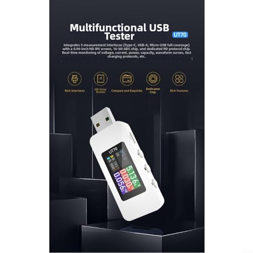 Testeur USB multi-protocole 0-28V ampèremètre voltmètre écran IPS pour Type-C - 7
