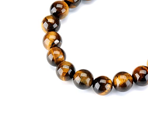 10 mm kralenarmband van tijgeroog, steen, parels, genezing, energie, kristal, elastische armbanden voor dames en heren… - Image 3