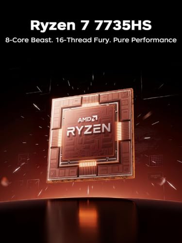 Image of Gaming Laptop with Ryzen 7 7735HS (up to 4.75GHz),16GB DDR5 512GB NVMe SSD | 16 inch Laptop with AMD Radeon 680M,Backlit KB,Windows 11,1920x1200 FHD,WiFi 6,HDMI2.0.Full Function Type-C
