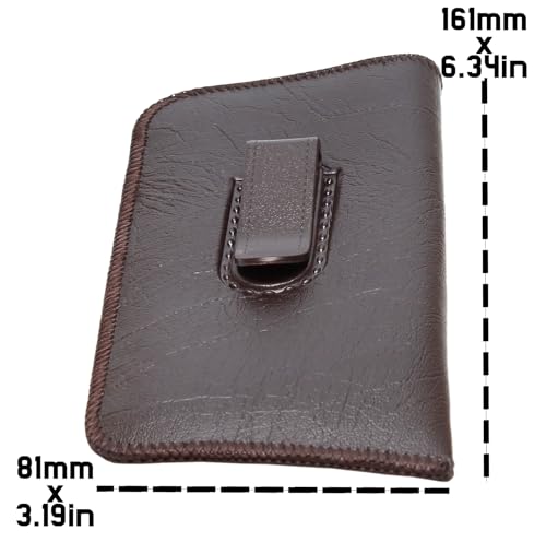Image of Calabria S-41 Soft Slim Slip In Eyeglass Case w /Pocket Belt Clip PU Leather Mens Womens Glasses Holder Pouch Sleeve Storage
