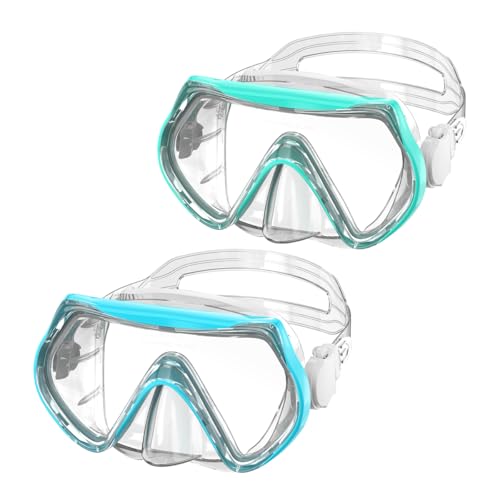 Kids Swim Swimming Goggles, Snorkel Diving Mask for Youth w/Nose Cover?Green Blue?