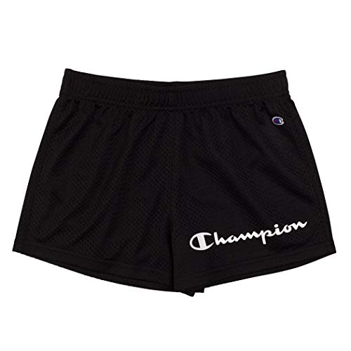 Champion Girls Heritage Foldover Mesh Running Basketball Short 2.75 Inch Inseam (Medium,Varsity Black-Mesh)
