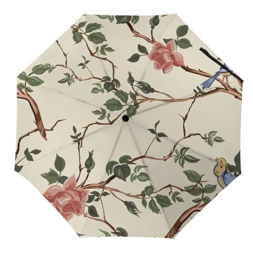 Parapluie automatique compact anti-retournement ratons laveurs rouges contre les averses