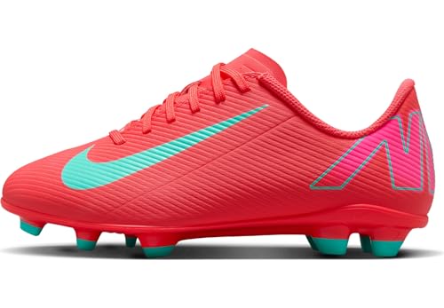 Nike Jr. Mercurial Vapor 16 Club Little/Big Kids' MG Low-Top Soccer Cleats (FQ8286-800, Ember Glow/Aurora Green)