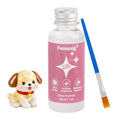 Fensong Air Dry Clay Glaze, Clear Gloss Varnish Sealant for