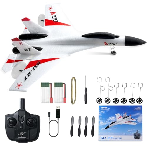 VEVOR RC Plane, 2.4GHZ 4 Channel RC Airplane with 6-Axis Gyro Stabilizer&2 Batteries, Ready to Fly...