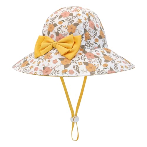 Image of POMIJIAN Bows Baby Girl Sun Hat Toddler Summer Bucket Hats for Kids Sun Protection Cap Girls Beach Hat Swim Pool