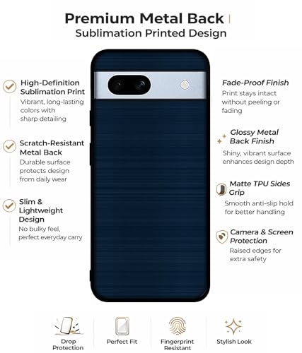 Image of Blue Line Design Premium 2D Printed Metal Back Case Cover for Google Pixel 7A 5G