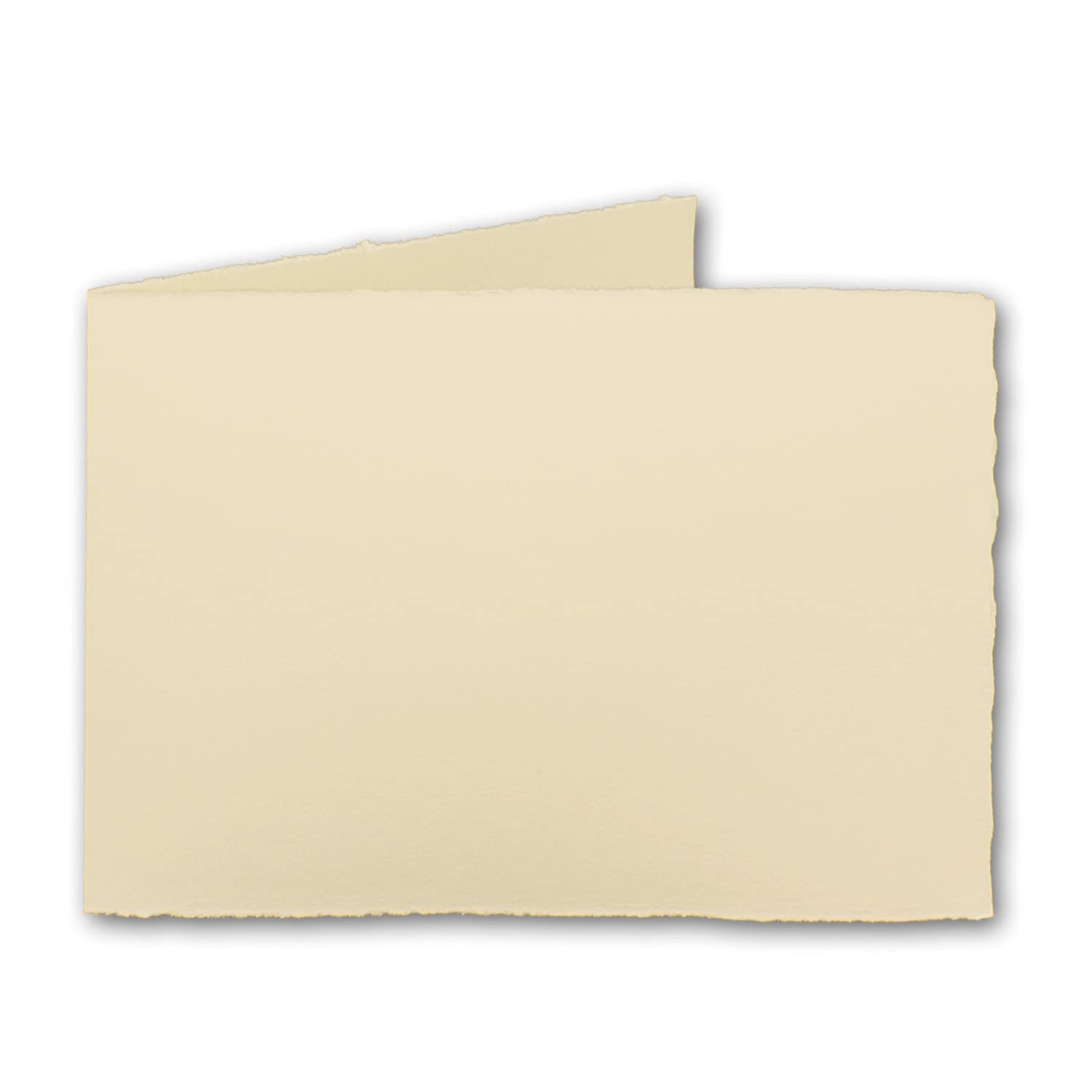 NEUSER PAPIER 150 x B6 kartki składane w stylu vintage, papier czerpany, 113 x 175 mm – poprzecznie podwójne, kość słoniowa (kremowa) 225 g/m²