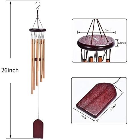 Wind Chimes Outdoor, 8 Aluminum Alloy Tubes Wind Chimes for Garden Patio Backyard Home Decor(Golden)