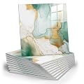 Chejiaye 10pcs Marble Peel and Stick Backsplash Waterproof Washroom Wall Panels, Peel and Stick Tile, PVC Foam Wall Panels for Kitchen,Bathroom,Living Room,Green and Gold(Not Real Tile,11.8" x 11.8")