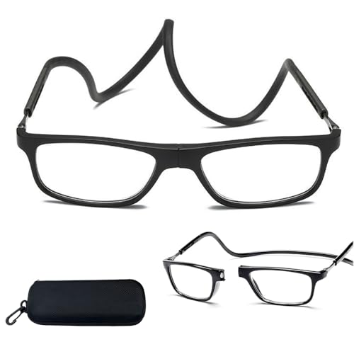 Magnetic Reading Glasses,Magnetic Blue Light Blocking Reading Glasses for Everyone size,Computer Readers,Adjustable Front Connect Temples (Black, 2.5, x)