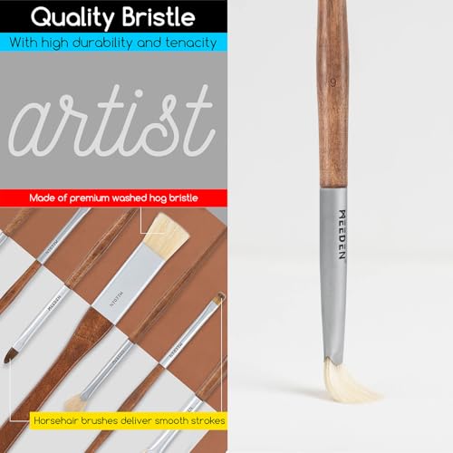 Set de Pinceles para Pintura al Óleo MEEDEN Profesional 10 Piezas Cerdas de Jabalí con Mango de Madera de Abedul miniatura 3