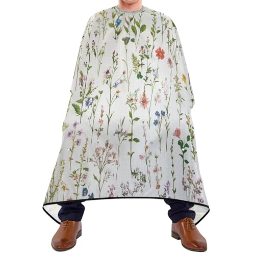 Kigai Hair Cutting Cape for Men & Women Wildflowers Waterproof Barber Cape Professional Hairdressing Salon Styling Cape with Adjustable Closure Snap