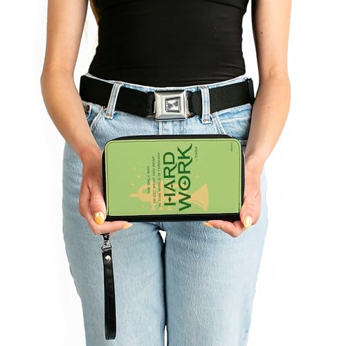 Buckle-Down Disney Wallet, Zip Around, The Princess and the Frog Tianas Hard Work Quote Greens, Vegan Leather3