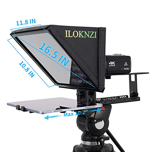 Iloknzi 16.5 Inch All Metal Lifting Teleprompter For Laptop With 70/30 Tempered Optical Glass & Remote Control, Suitable For Tik Tok Studio Make Videos And Live #TOP5
