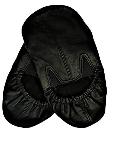 Unisex Leather Slip-On Socks, Ankle Low Cut, Bottom Fleece Lined, Black With Elastic Support3