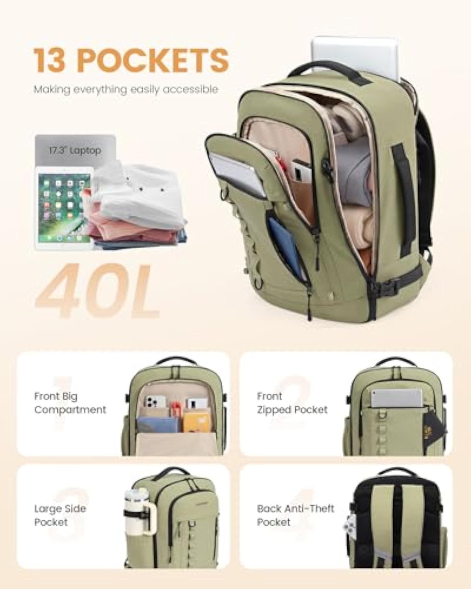 Travel Carry On Backpack, Lightweight and Versatile