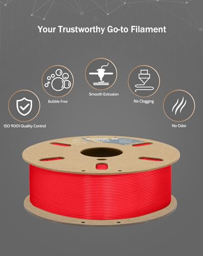 Image of DURAMIC 3D PLA+ Printer Filament 1.75mm PLA Plus Neatly 2Kg Spool(2.2lbs) | PLA Pro Tougher and Stronger, Dimensional Accuracy Probability + /- 0.02mm Rouge red