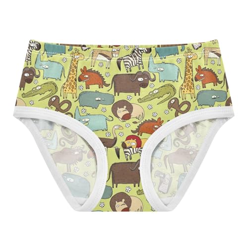 Little Girls' Soft Cotton Underwear Kids Breathable Comfort Wild African Animals Panties Briefs Toddler