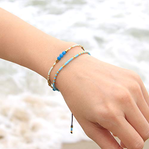 Image of C.QUAN CHI Handmade Friendship Beaded Bracelet Adjustable Colorful Miyuki Beads Bracelet
