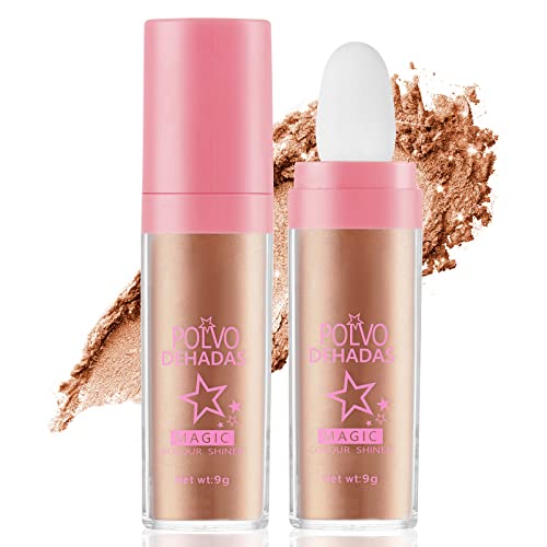 AOOWU Polvo de Hadas, Facial High Light Blusher para Glitter Maquillaje, Purpurina Corporal de Iluminador Maquillaje, Purpurina Polvo para Cabello Cara Cuerpo Labios Ojos (Marrón)