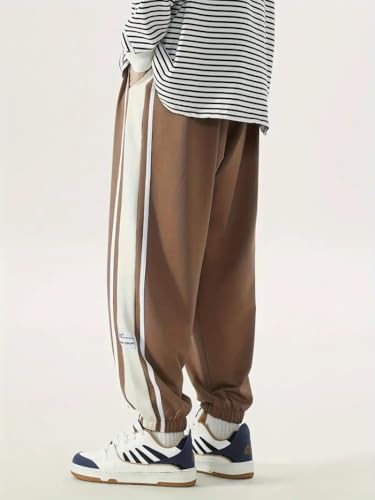 Image of Q - RIOUS Men's Black Colorblock Jogger Sweatpant | Contrast Side Stripe Sportswear | Casual & Gym Wear