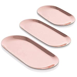 Rose gold organizer trays set of 3premium stainless steel storage plates for jewelry candles towels and accessorieselegant and durable design s m l  urban country home decor
