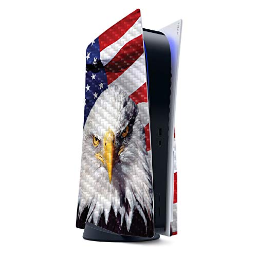 MightySkins Carbon Fiber Gaming Skin for PS5 / Playstation 5 - America Strong | Durable Textured Carbon Fiber Finish | Easy to Apply | Made in The USA