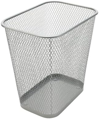 Ybmhome Steel Mesh Rectangular Open Top Waste Basket Bin Trash Can for Office Home 8x12x12 Inches 1042s (1, Silver)