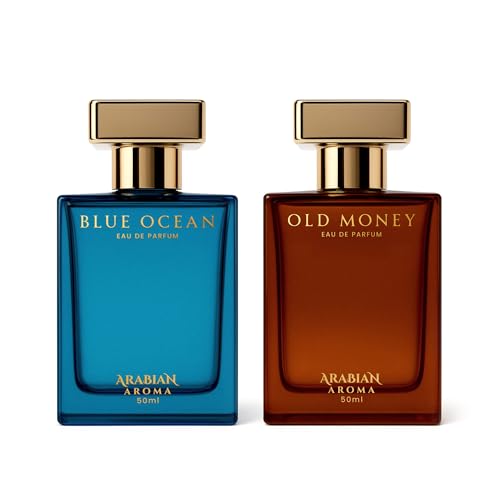 Image of Arabian Aroma Blue Ocean & Old Money Perfume for Men | Eau De Parfum | Long Lasting Fragrance | 50ml Each (Pack of 2)