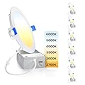 Ensenior 6 Pack 6 Inch Ultra-Thin LED Recessed Light with Junction Box, 2700K-6000K Selectable, 12W 110W Eqv, Dimmable, 1050LM High Brightness - ETL Certified