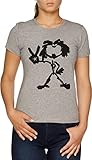 Elegant Zwei Friedensfinger Damen T-Shirt Grau