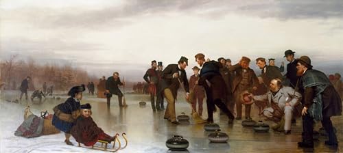 Tableau Curling a Scottish Game de George Brown, impression sur toile 60x90cm
