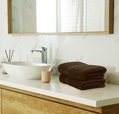 Image of Utopia Towels 8-Piece Premium Towel Set, 2 Bath Towels, 2 Hand Towels, and 4 Wash Cloths, 600 GSM 100% Ring Spun Cotton Highly Absorbent Towels for Bathroom, Gym, Hotel, and Spa (Brown)