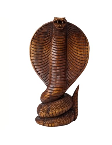 Artisanal Statue Serpent/Cobra 25cm en Bois Exotique sculpté Main